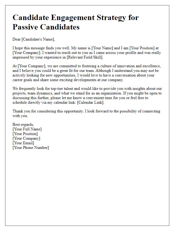 Letter template of Candidate Engagement Strategy for Passive Candidates