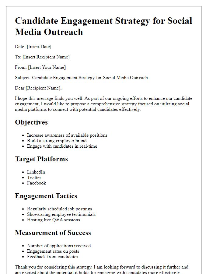 Letter template of Candidate Engagement Strategy for Social Media Outreach