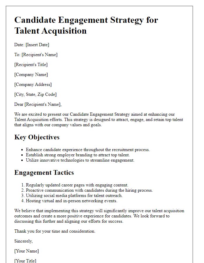 Letter template of Candidate Engagement Strategy for Talent Acquisition