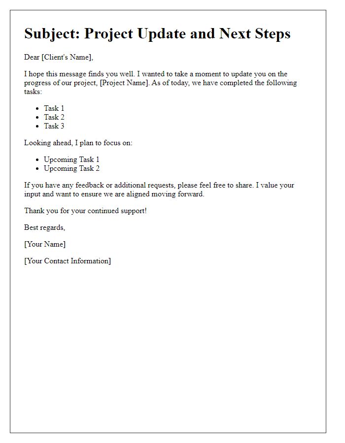 Letter template of freelance client communication touchpoint