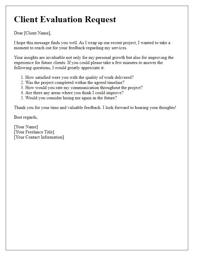 Letter template of freelance client needs evaluation