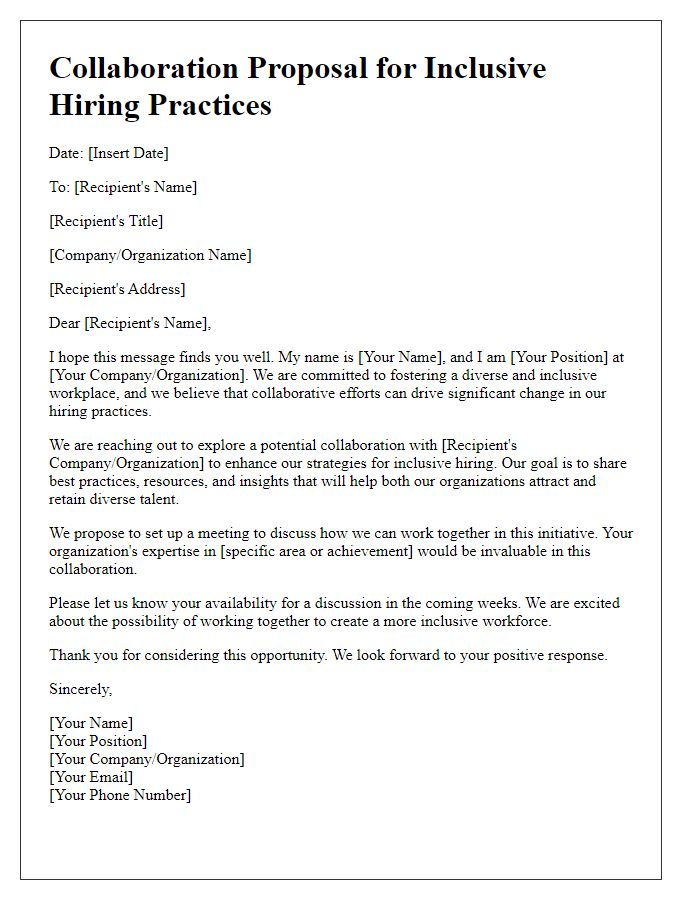 Letter template of collaboration towards inclusive hiring practices