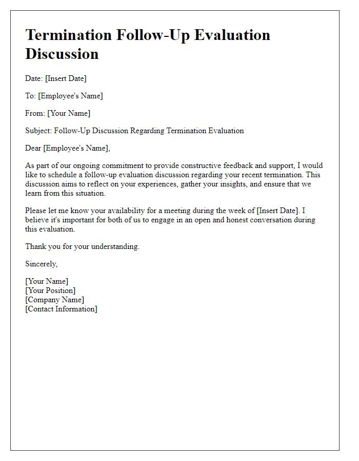 Letter template of termination follow-up evaluation discussion