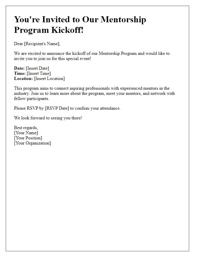 Letter template of mentorship program kickoff invitation