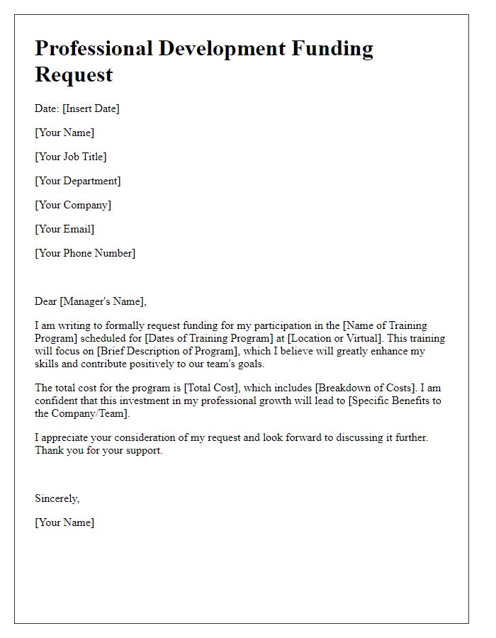 Letter template of professional development request for training program funding