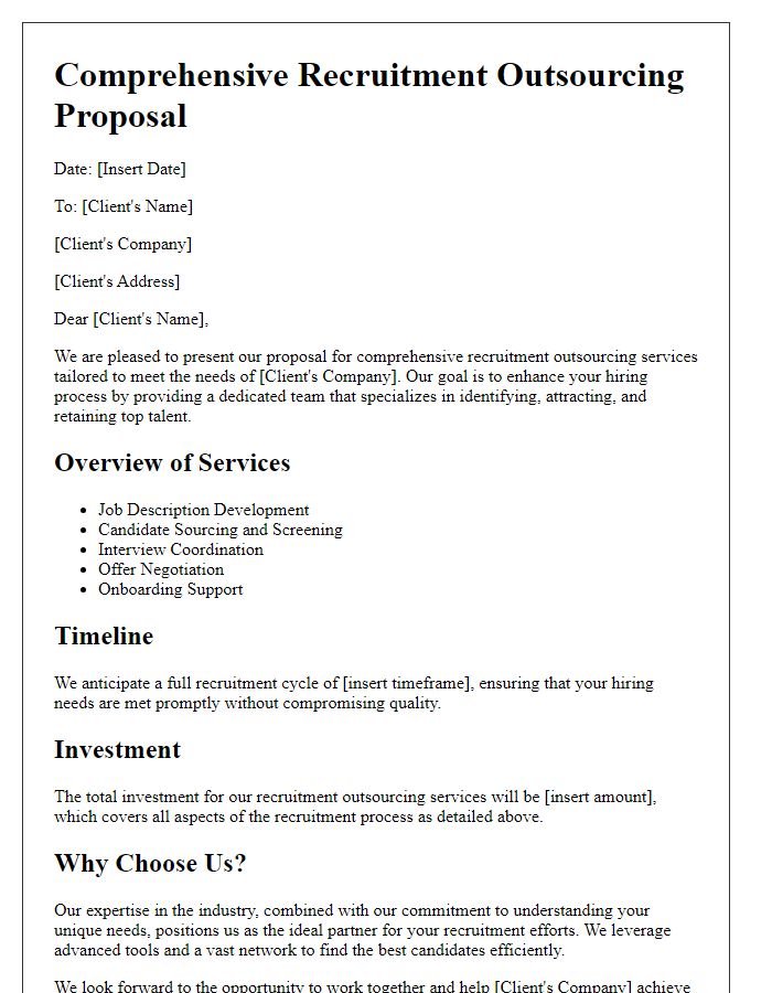 Letter template of comprehensive recruitment outsourcing proposal