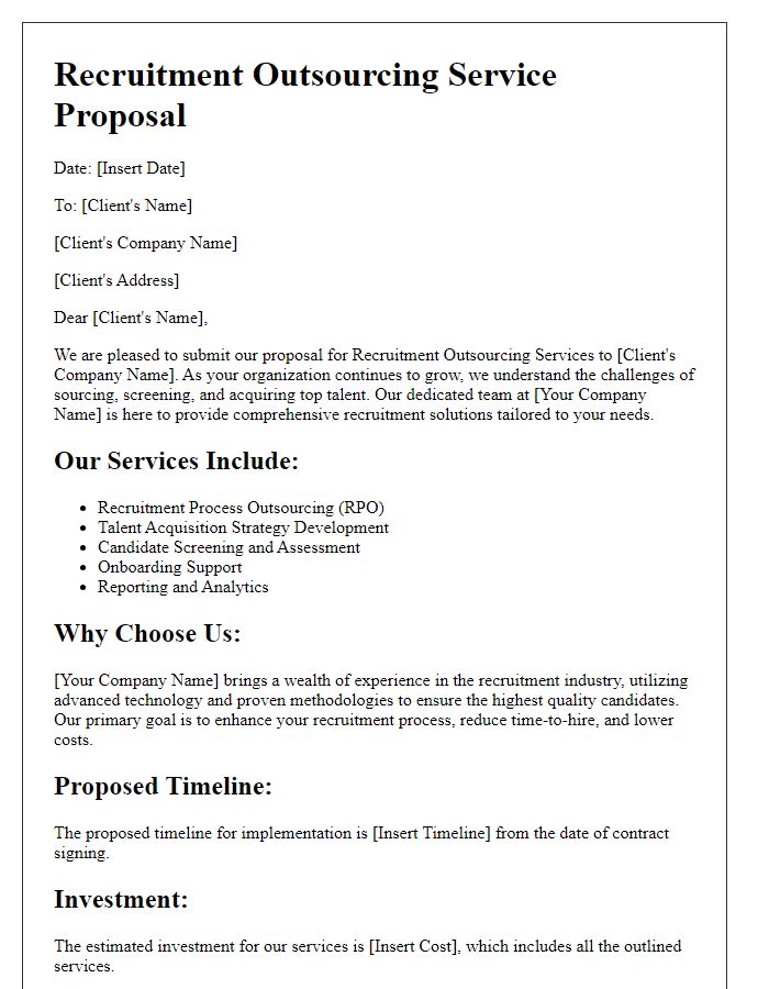 Letter template of recruitment outsourcing service proposal