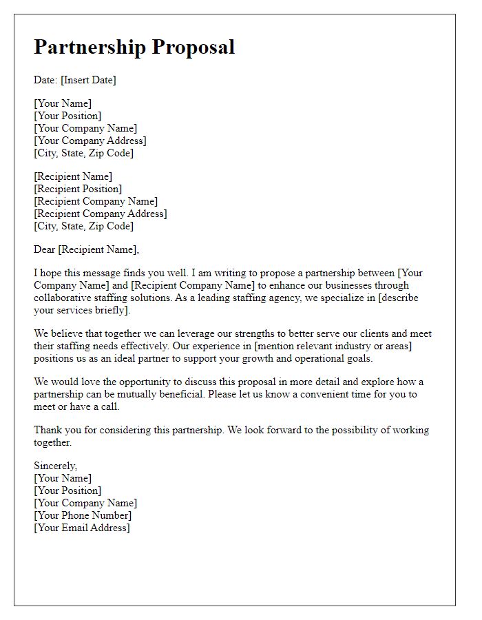 Letter template of staffing agency partnership proposal