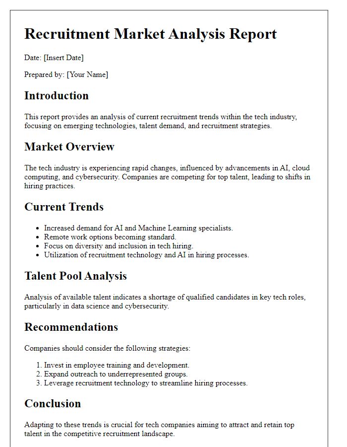 Letter template of recruitment market analysis for tech industry trends.