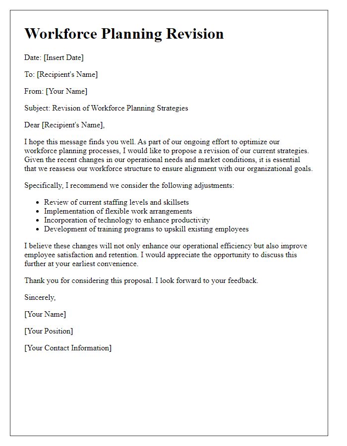 Letter template of workforce planning revision