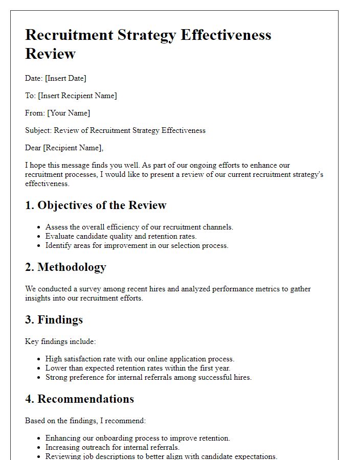 Letter template of recruitment strategy effectiveness review