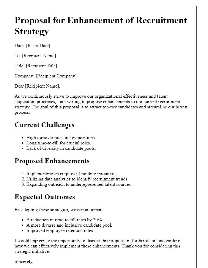 Letter template of recruitment strategy enhancement proposal