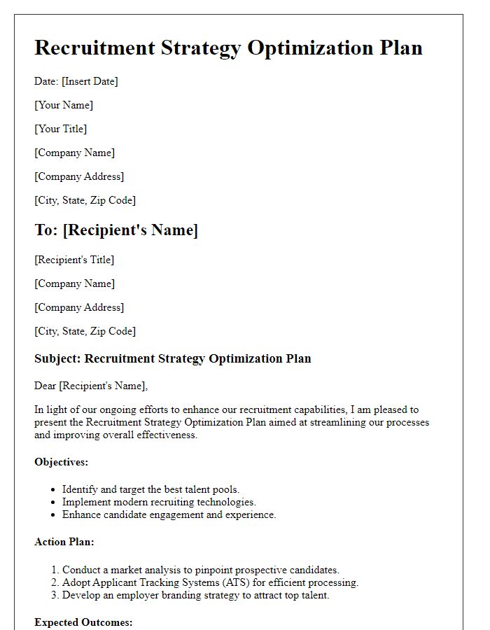 Letter template of recruitment strategy optimization plan