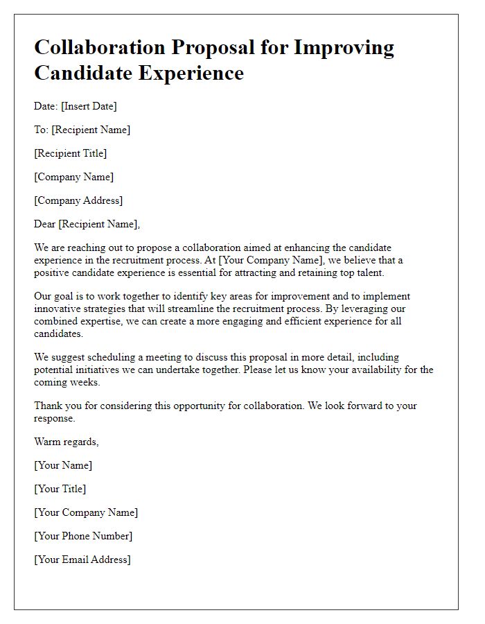 Letter template of collaboration proposal for improving candidate experience