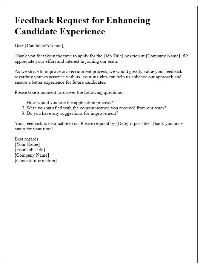 Letter template of feedback request for enhancing candidate experience