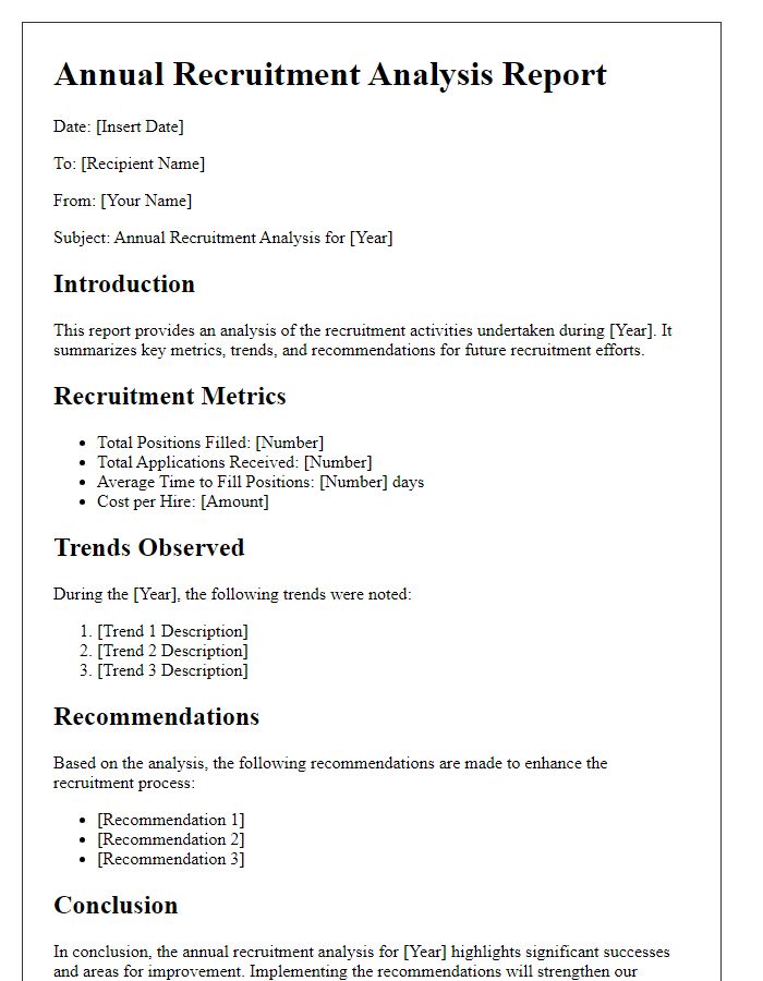 Letter template of annual recruitment analysis