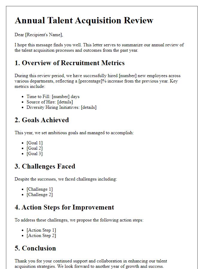 Letter template of annual talent acquisition review