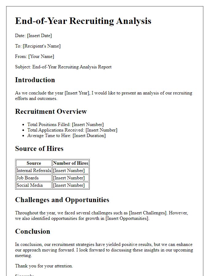 Letter template of end-of-year recruiting analysis