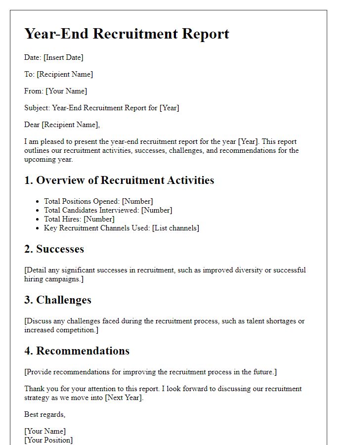 Letter template of year-end recruitment report