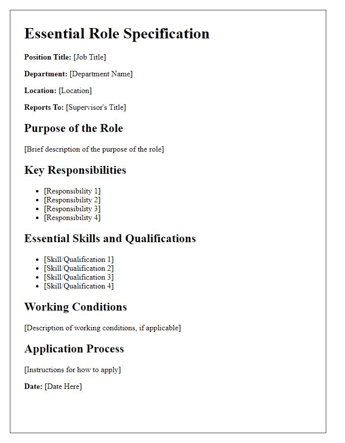 Letter template of essential role specification