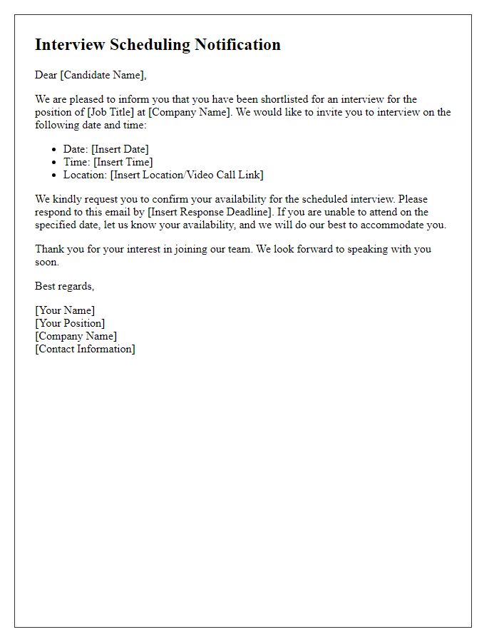 Letter template of interview scheduling for multiple candidates