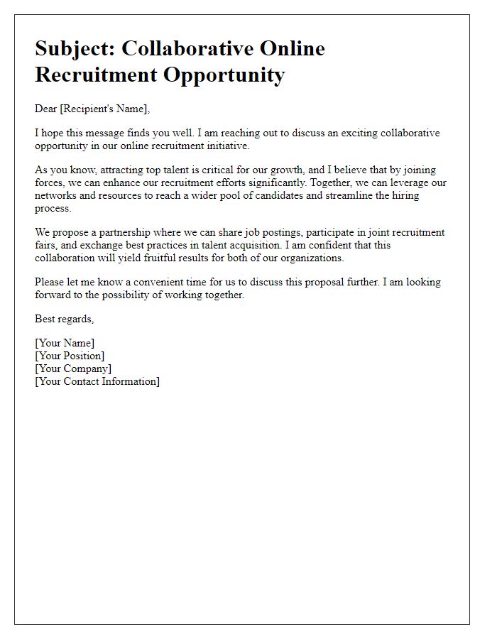 Letter template of collaborative online recruitment