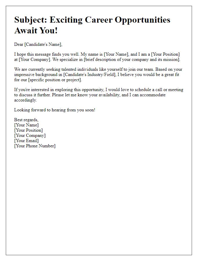 Letter template of digital recruitment outreach