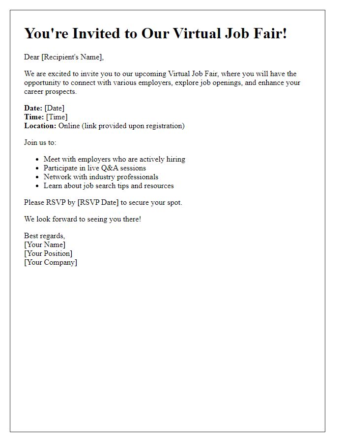 Letter template of virtual job fair invitation