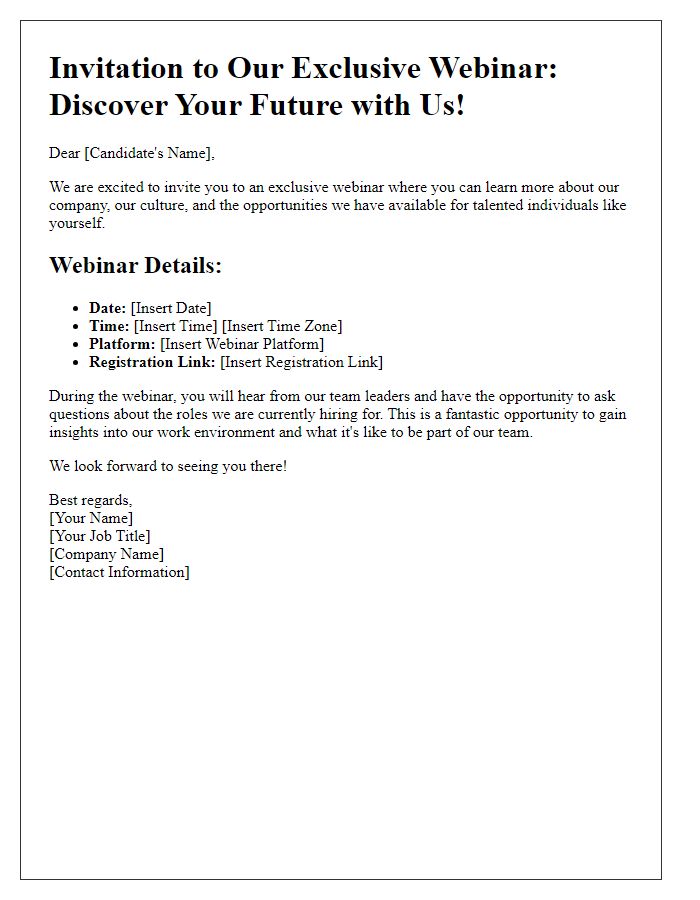 Letter template of webinar for potential hires