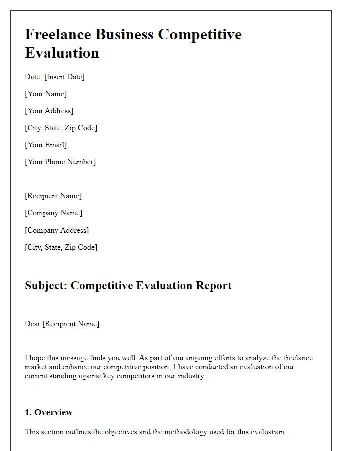 Letter template of freelance business competitive evaluation