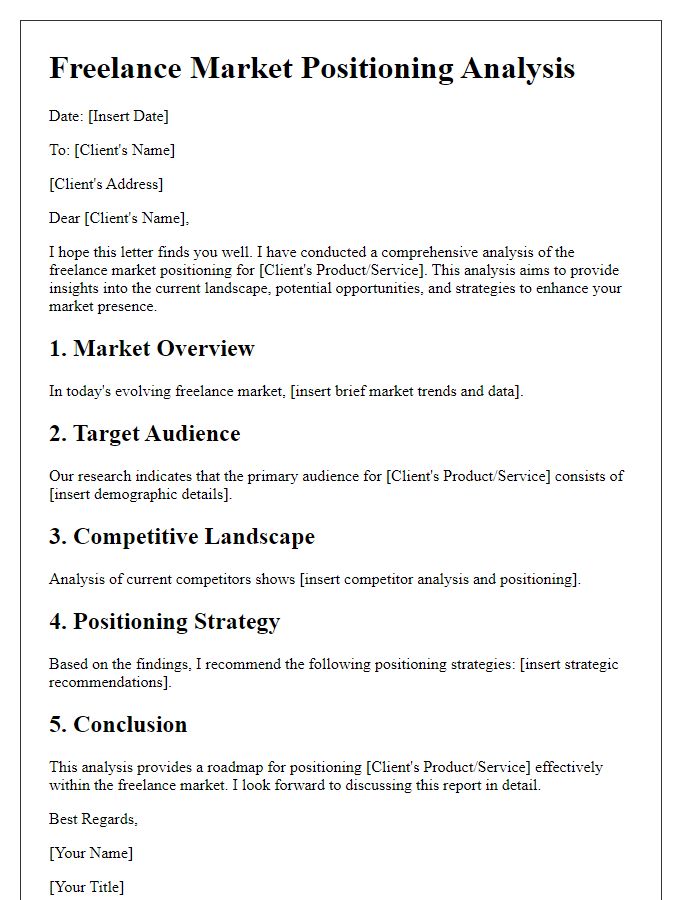 Letter template of freelance market positioning analysis