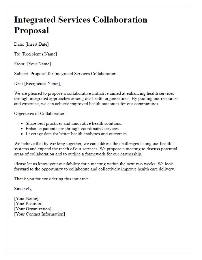 Letter template of integrated services collaboration for health experts