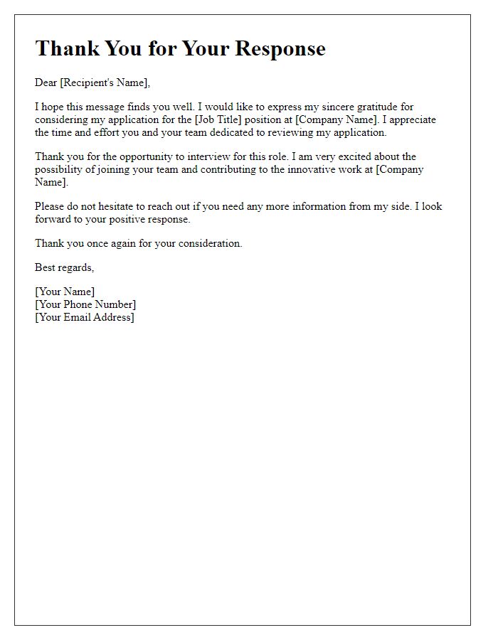 Letter template of thank you for pharmaceutical job application response.