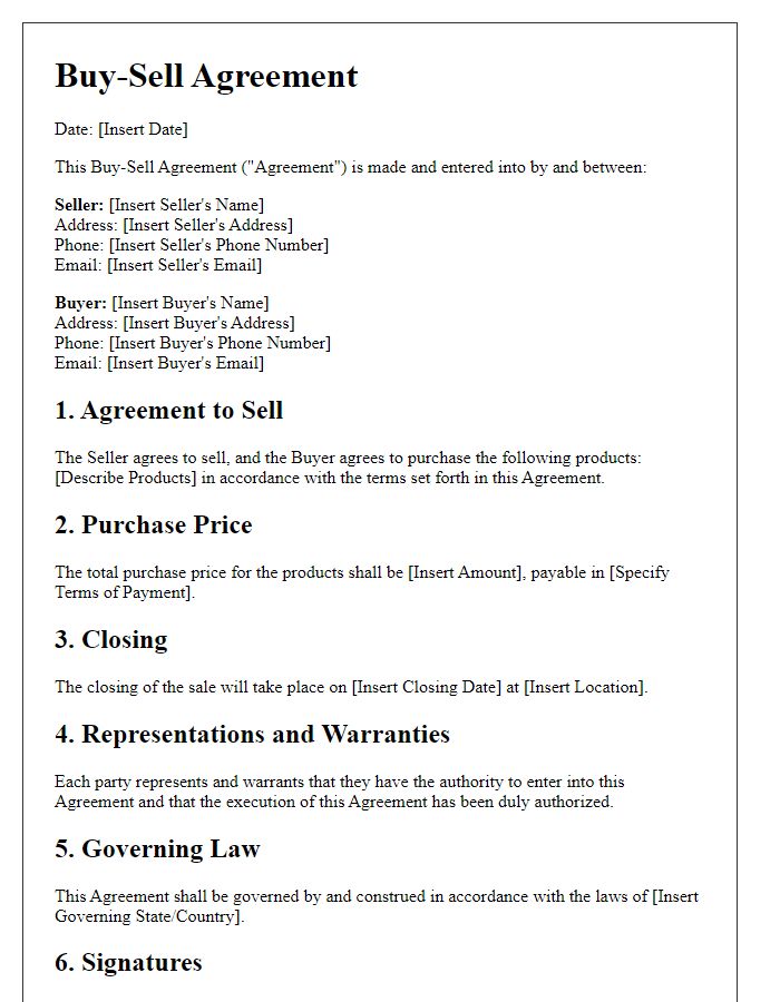 Letter template of buy-sell agreement for drug companies