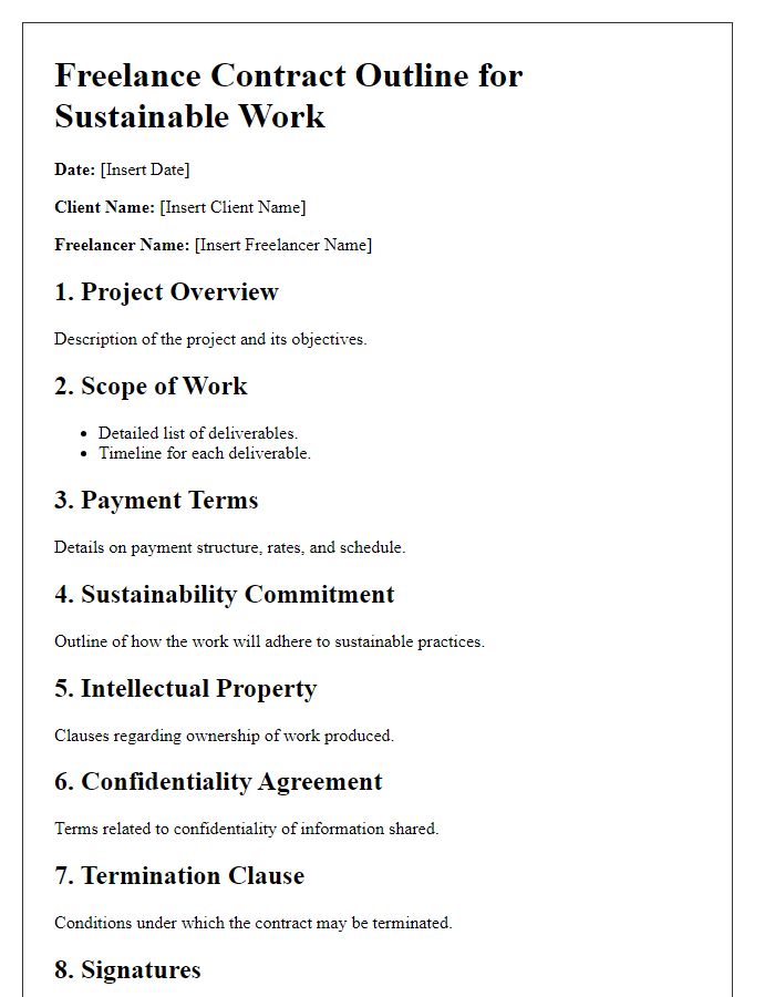 Letter template of a contract outline for sustainable freelance work