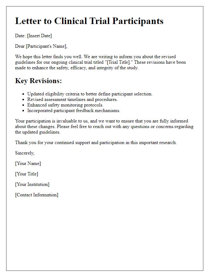 Letter template of revised clinical trial guidelines