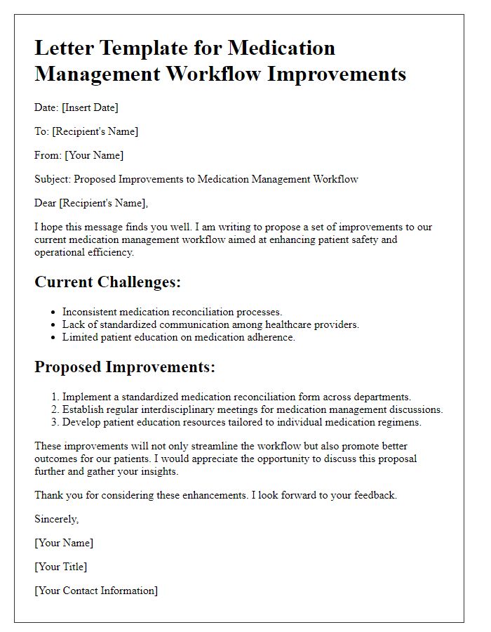 Letter template of medication management workflow improvements