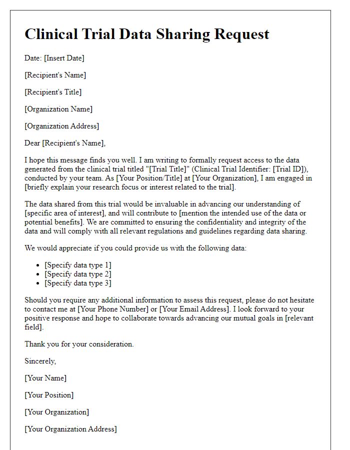 Letter template of clinical trial data sharing request