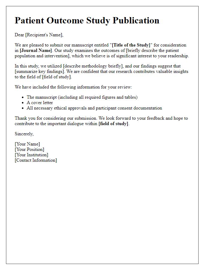 Letter template of patient outcome study publication