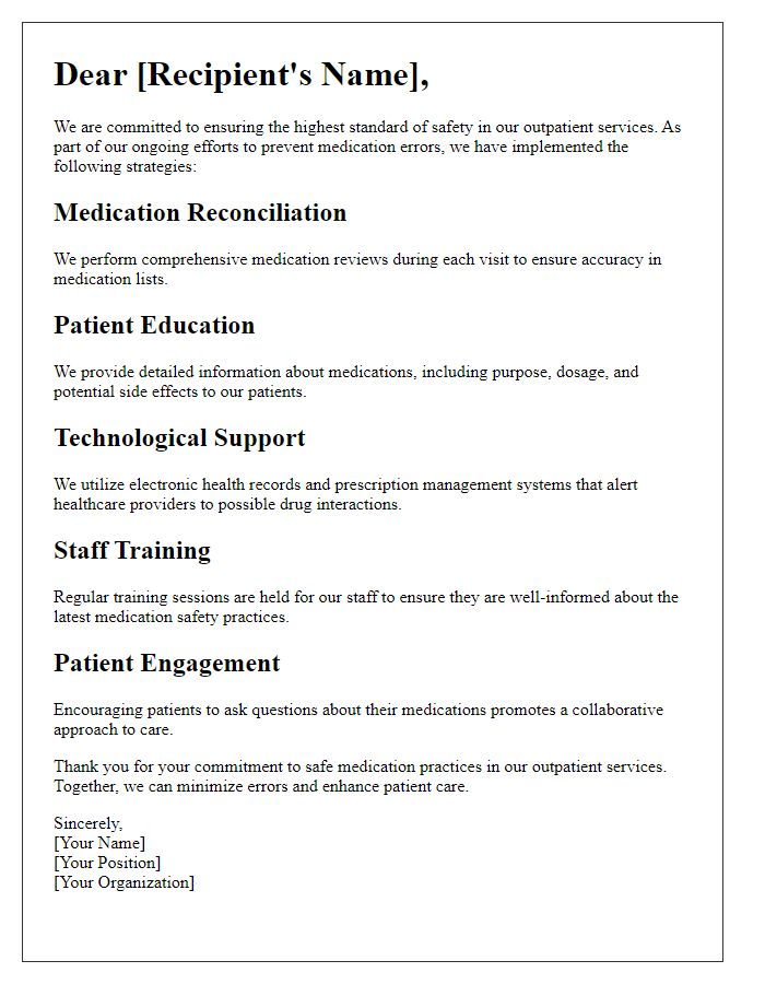 Letter template of medication error prevention strategies for outpatient services.