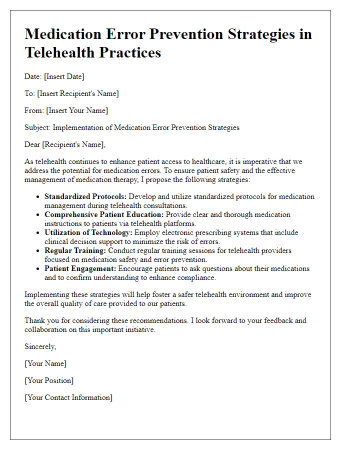 Letter template of medication error prevention strategies for telehealth practices.