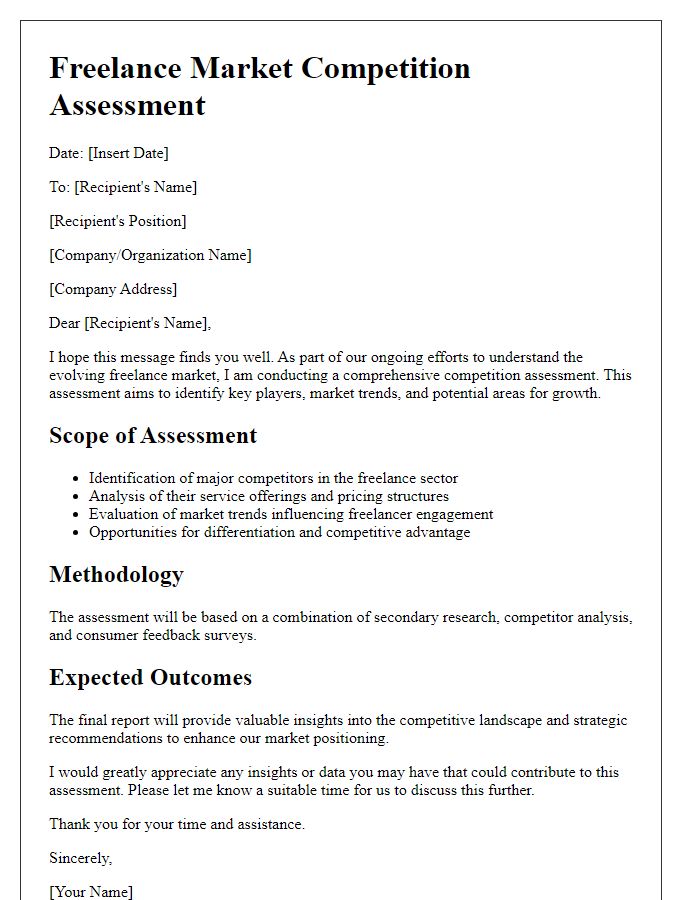 Letter template of freelance market competition assessment