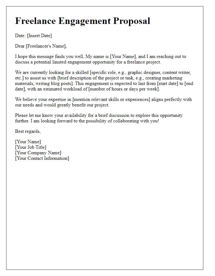 Letter template of limited engagement freelance solicitation