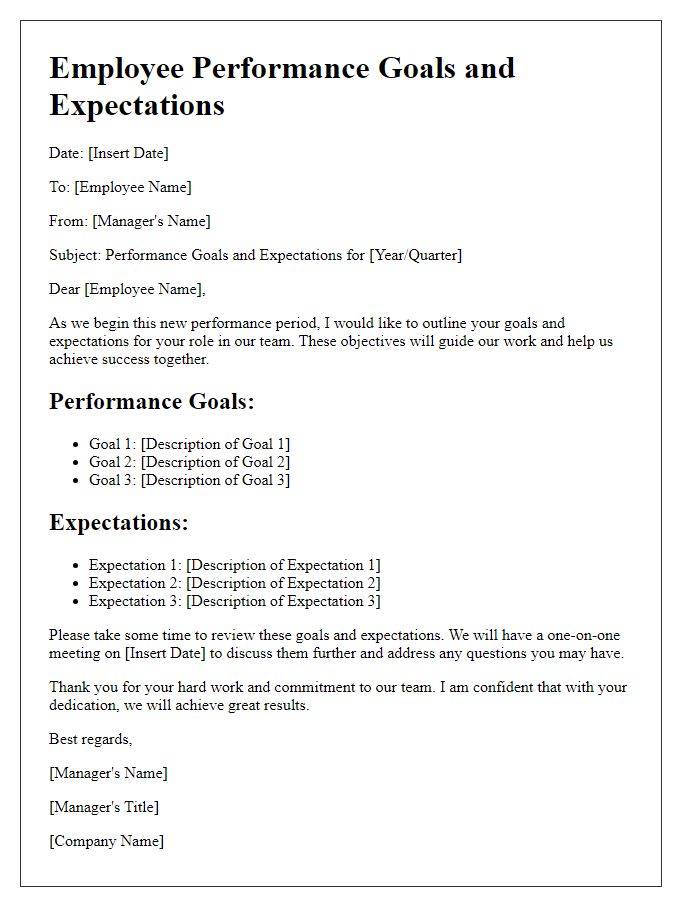 Letter template of employee performance goals and expectations