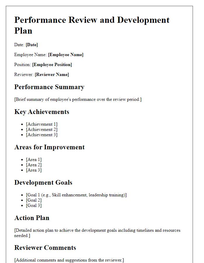 Letter template of staff performance review and development plan