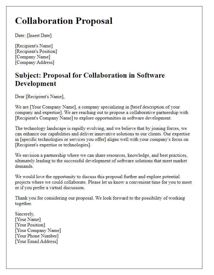 Letter template of collaboration proposal for software development companies