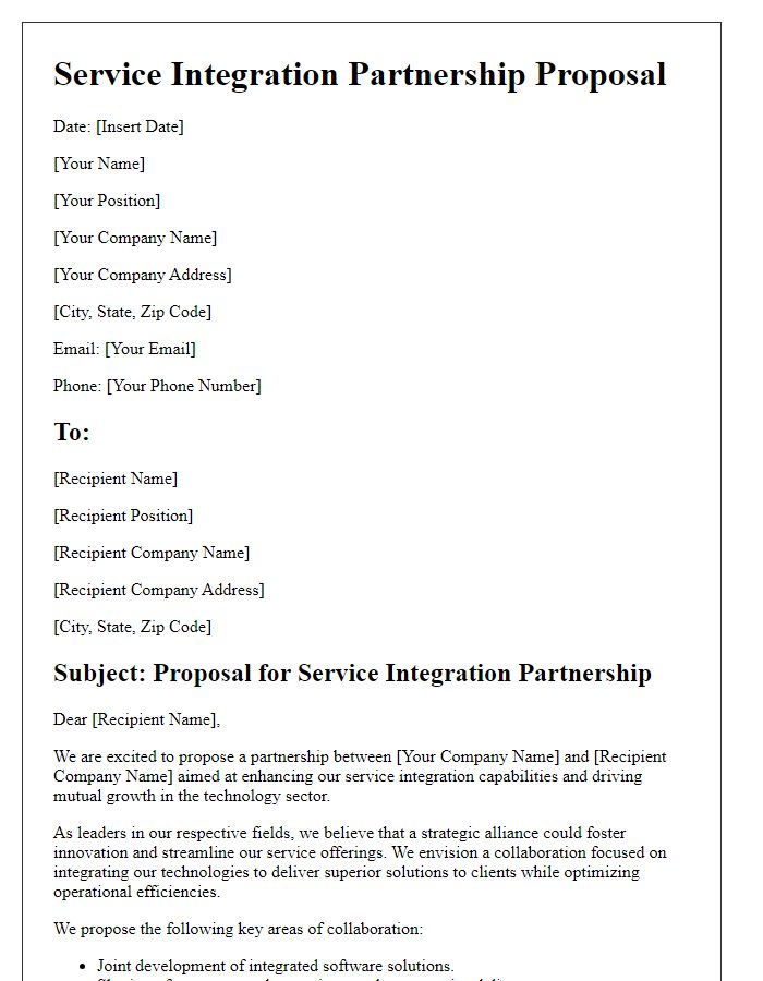 Letter template of service integration partnership proposal for tech firms