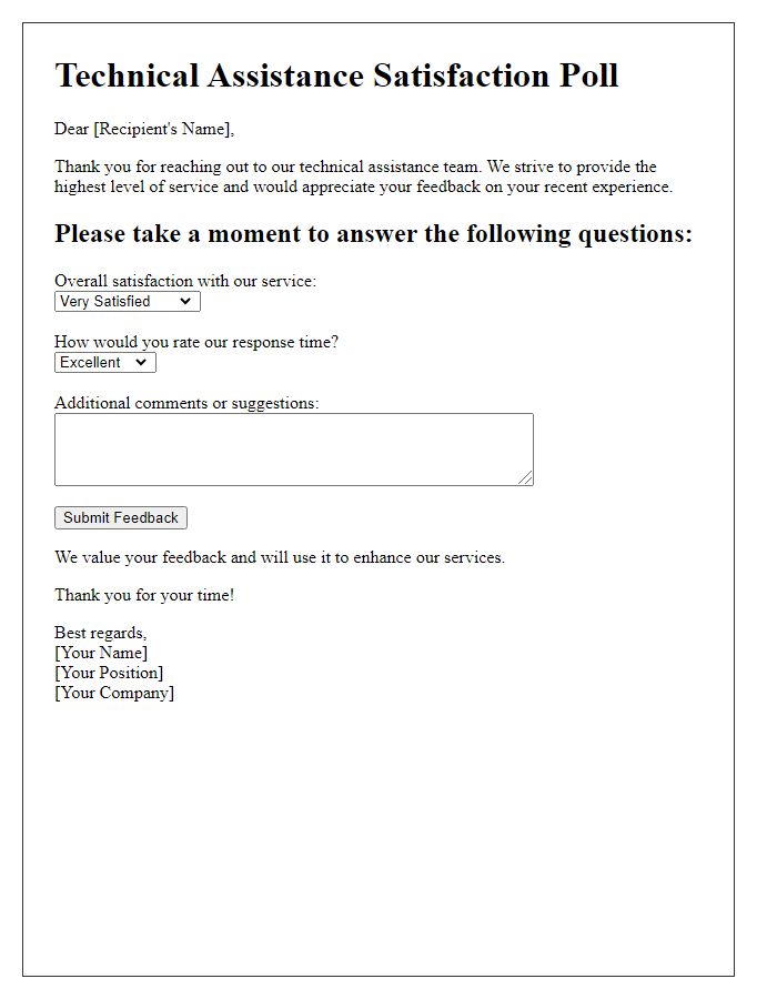 Letter template of Technical Assistance Satisfaction Poll