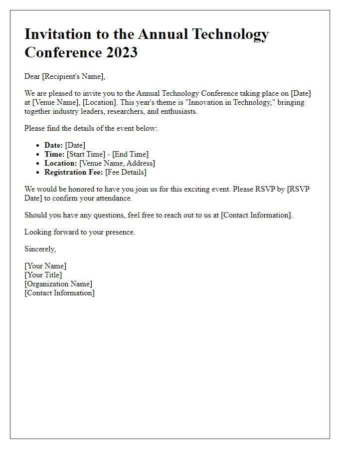 Letter template of formal technology conference invitation