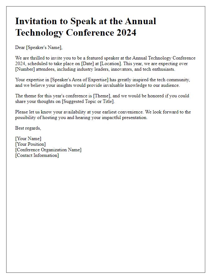 Letter template of technology conference invitation for speakers